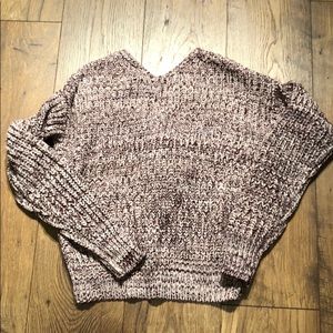 Maroon, pink & white twist back sweater